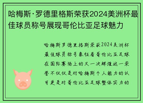 哈梅斯·罗德里格斯荣获2024美洲杯最佳球员称号展现哥伦比亚足球魅力